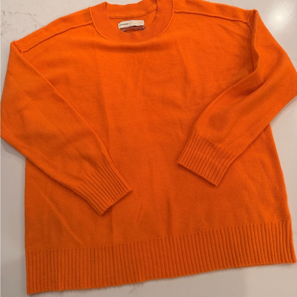 Anthropologie Pilcro 100% Cashmere Sweater XL Orange Mock Neck Pullover